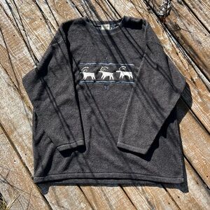 Moose Embroidered Fleece Sweater